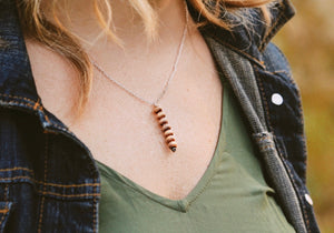 Wood Beaded Drop Necklace