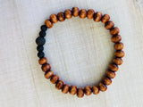 Honey Stain Natural Bead Bracelet - Lava Stone