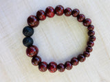 Cabernet Stained Natural Beaded Bracelet - Lava Stone