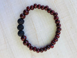 Cabernet Stained Natural Beaded Bracelet - Lava Stone