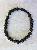 Ebony Double Stained Natural Wood Beads - Lava Stone