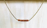 Nutural Wood Beaded Bar Necklace - Iodized Bronze Chain