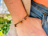 Three Strand Cotton String Beaded Bracelet - Honey