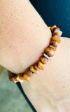 Natural Wood Beaded Bracelet with Puka Shell Beads